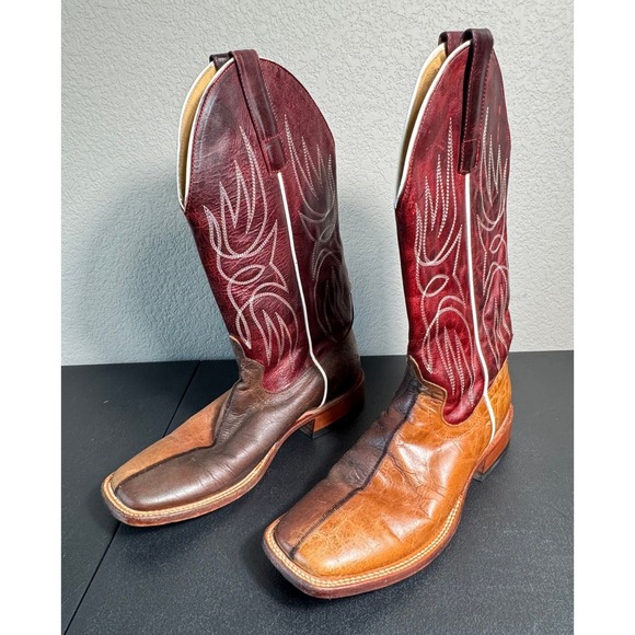 HP Horsepower Boots Mens Square Toe Leather Western Boots Size 8D Made in Mexico - Picture 3 of 9